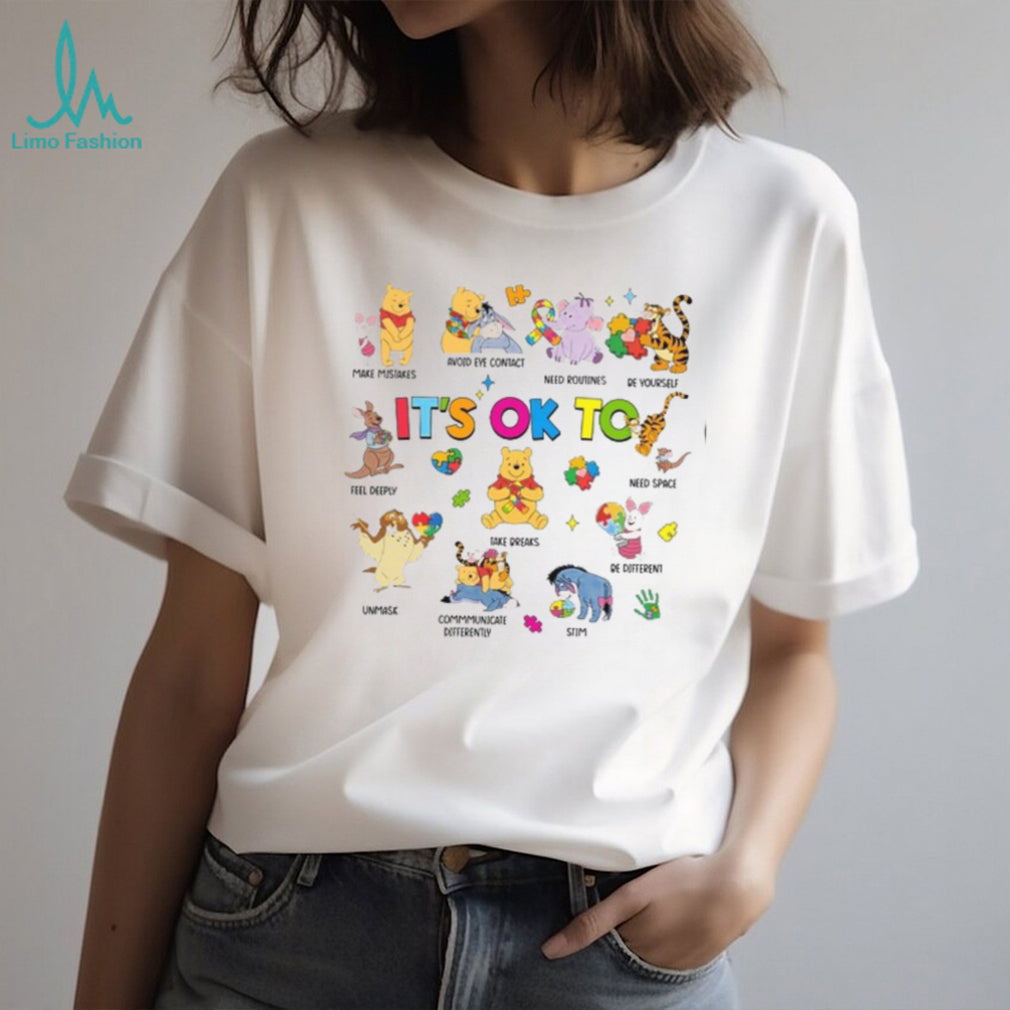 It’s Okay To Be Different Pooh & Friends Autism Acceptance Graphic T Shirt