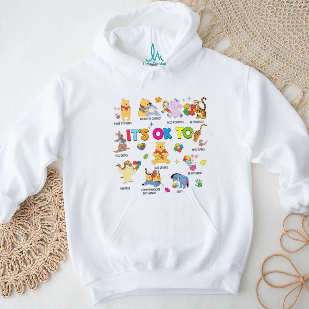 It’s Okay To Be Different Pooh & Friends Autism Acceptance Graphic T Shirt