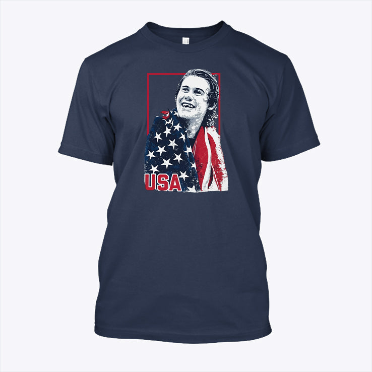 Jack Hughes USA Gold Hockey Shirt