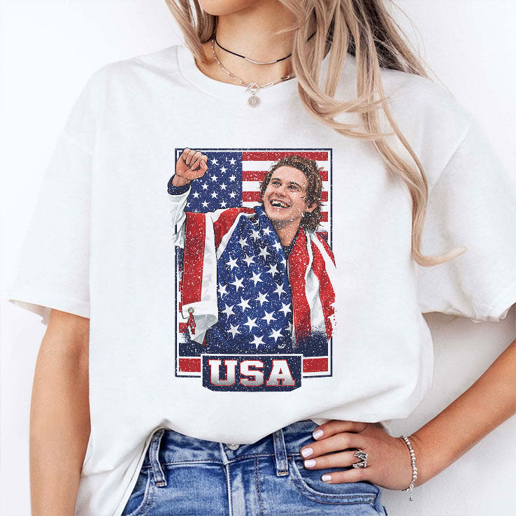 Jack Hughes USA Hockey Patriotic Hockey Fan Shirt