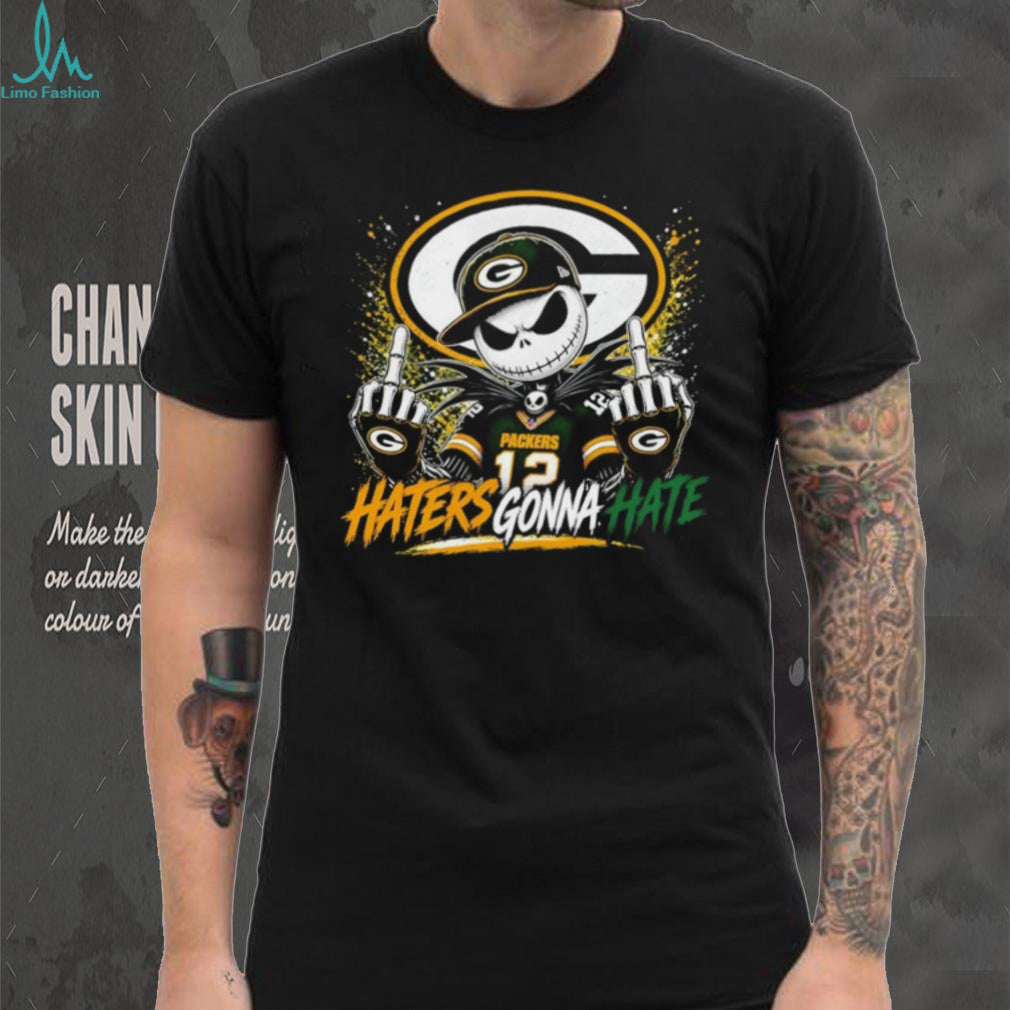 Jack Skellington middle finger Green Bay Packers Football haters gonna hate shirt