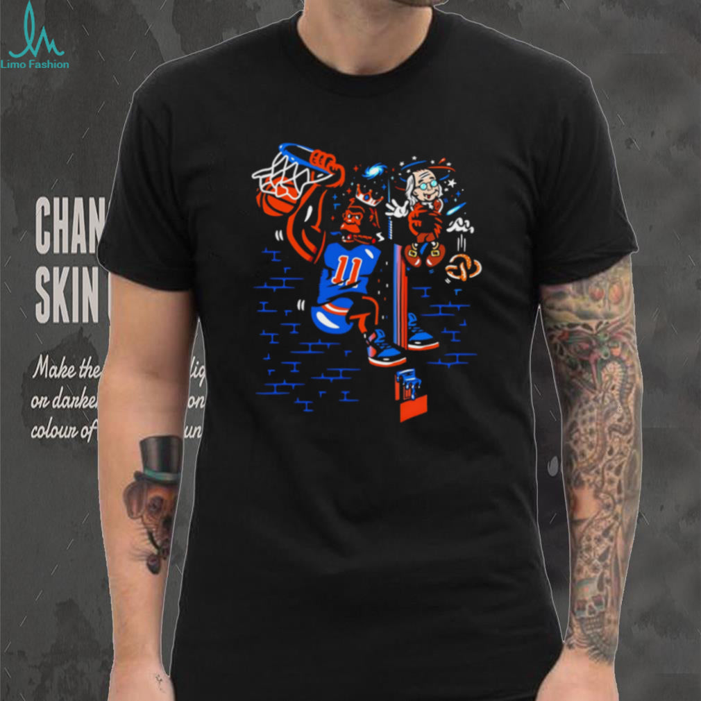 Jalen Brunson 11 New York Basketball Cartoon Dunk Graphic T Shirt