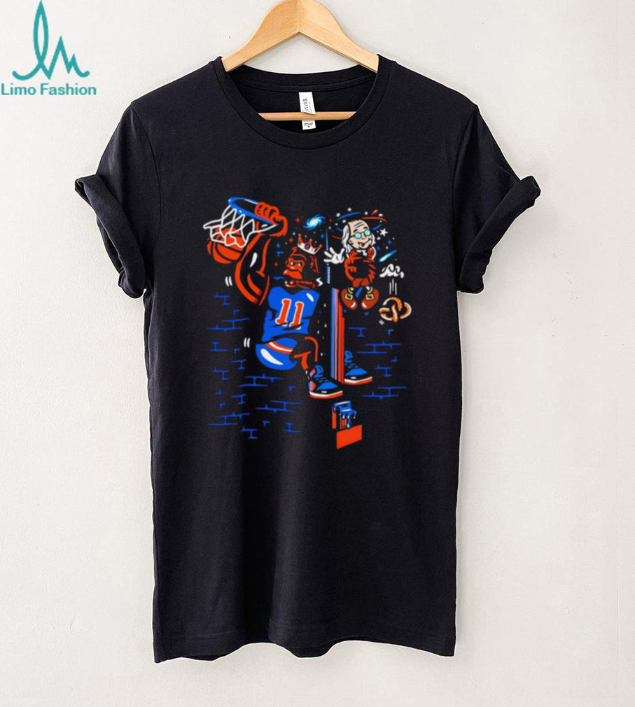 Jalen Brunson 11 New York Basketball Cartoon Dunk Graphic T Shirt