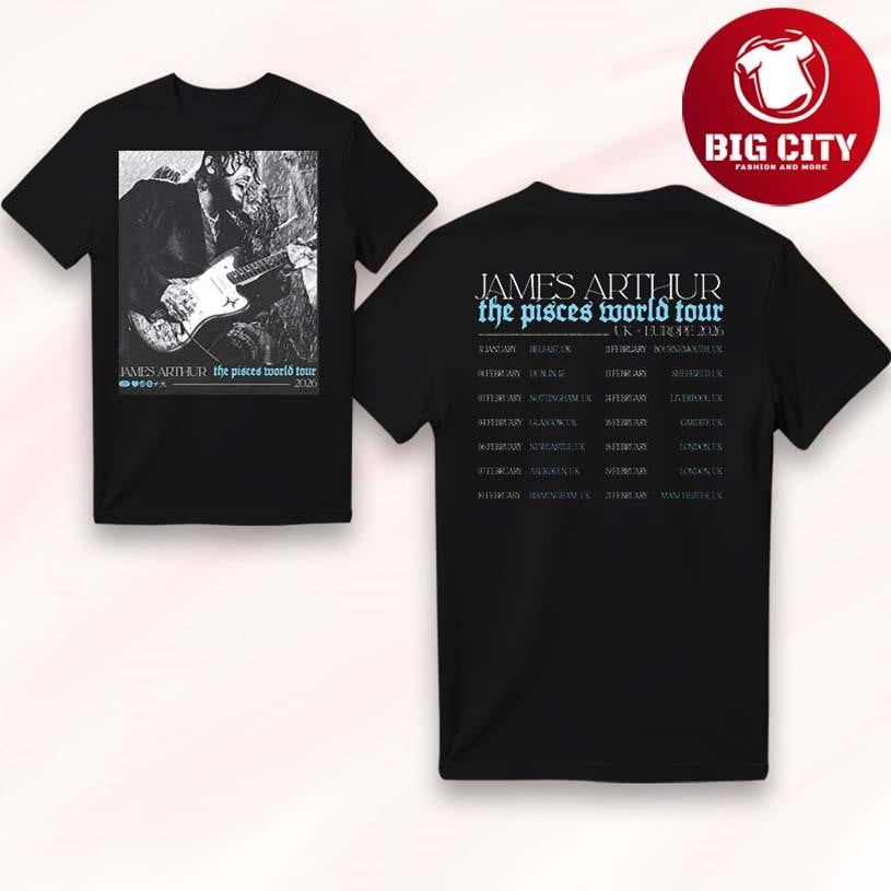 James Arthur Pisces Photo Itin 2026 Charcoal Two Sided Shirt