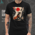 Japanese Ukiyo e Style Monkey and Red Sun Art Graphic T Shirt