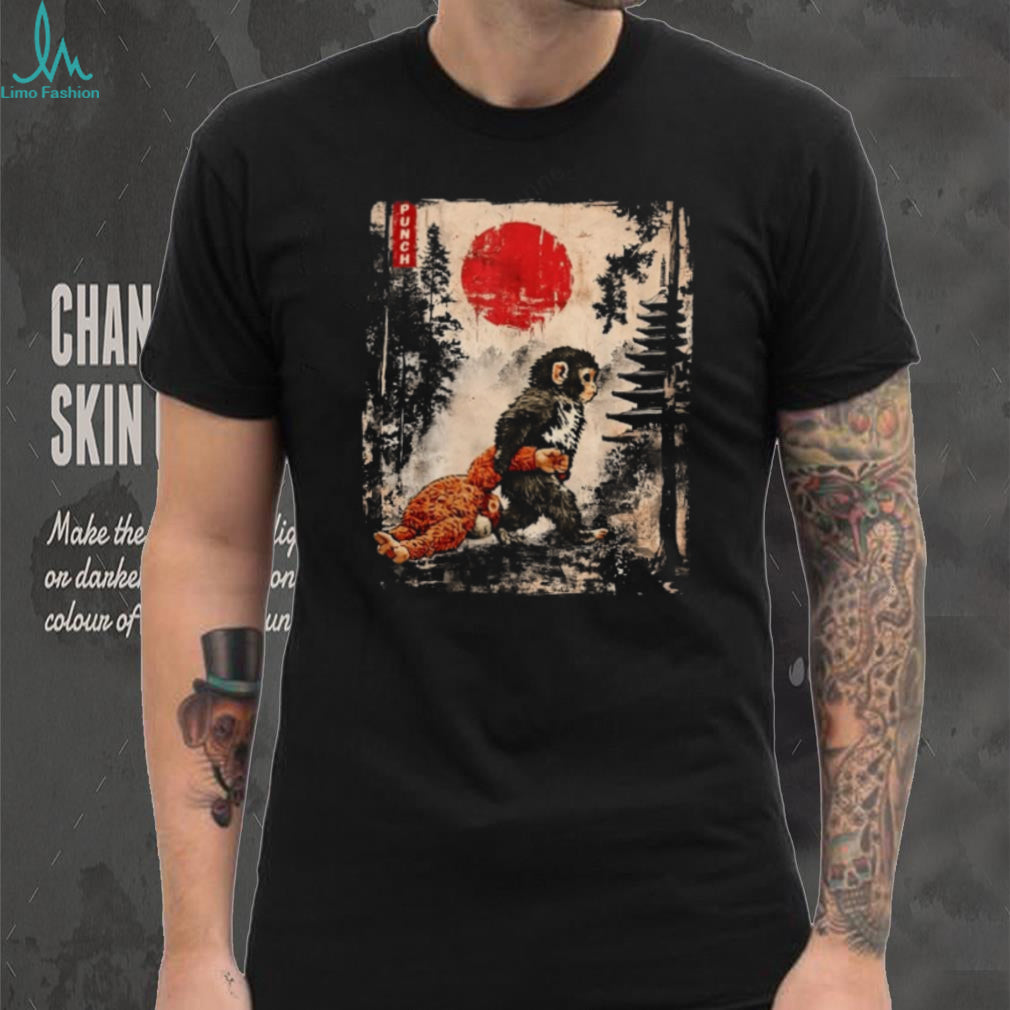 Japanese Ukiyo e Style Monkey and Red Sun Art Graphic T Shirt