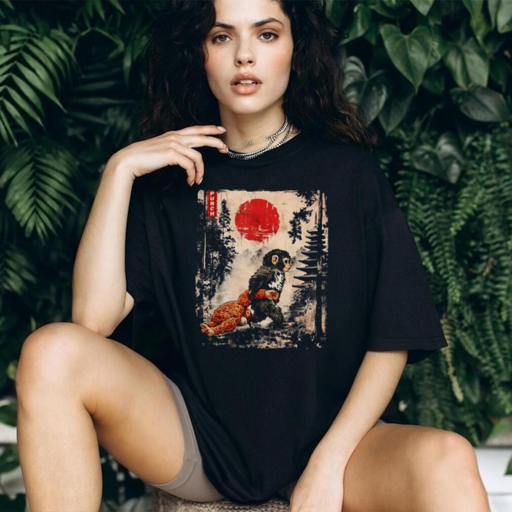 Japanese Ukiyo e Style Monkey and Red Sun Art Graphic T Shirt