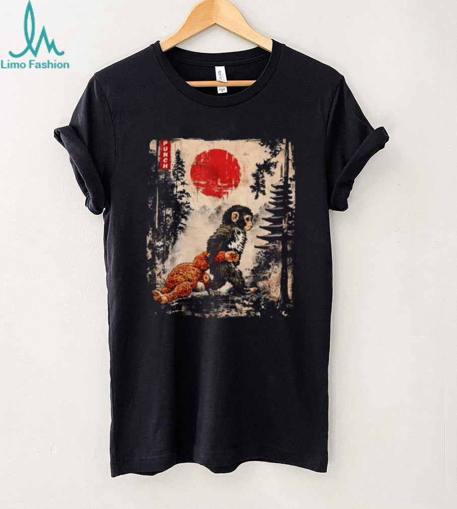 Japanese Ukiyo e Style Monkey and Red Sun Art Graphic T Shirt