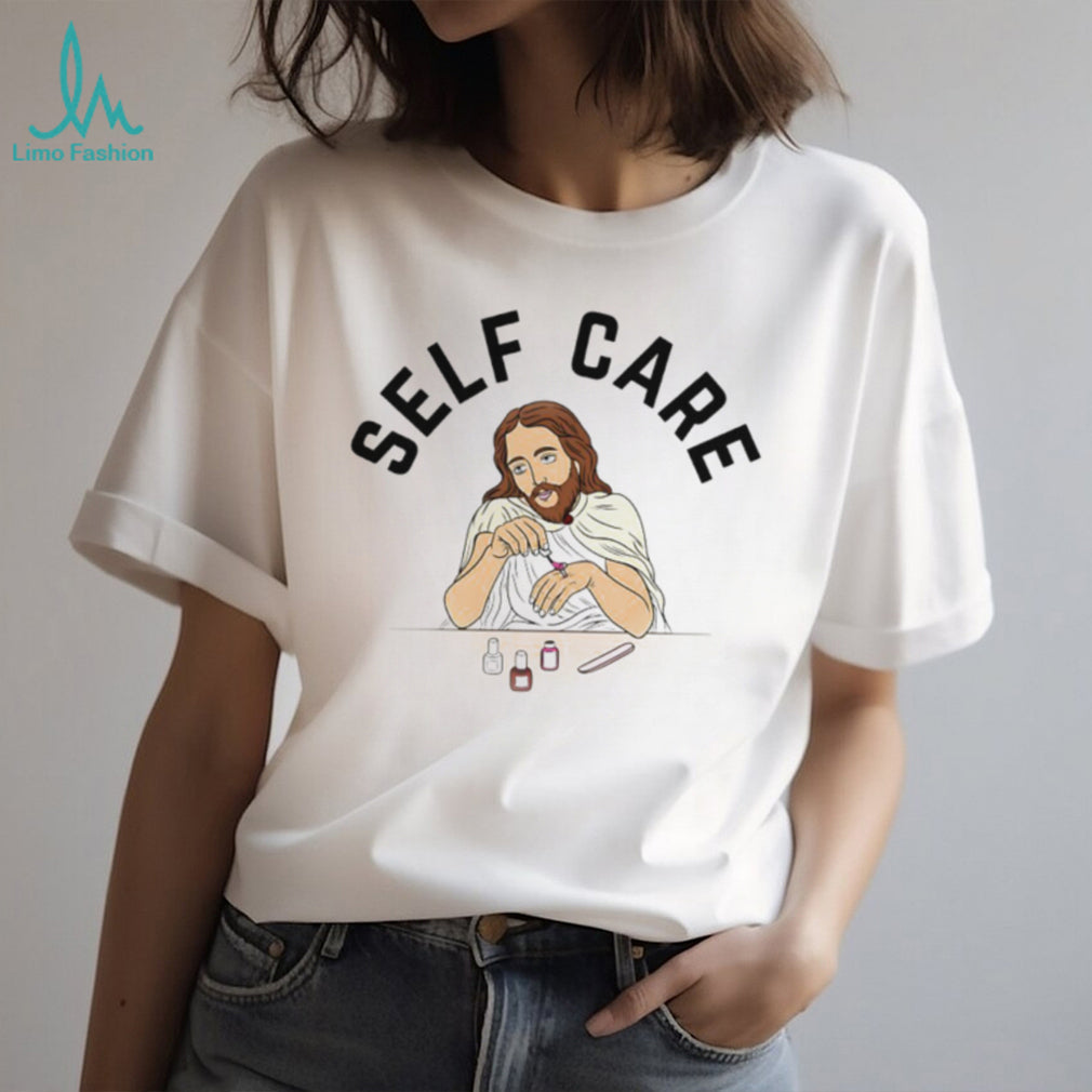 Jesus Christ Self Care Painting Nails Funny Religious Aesthetic T Shirt