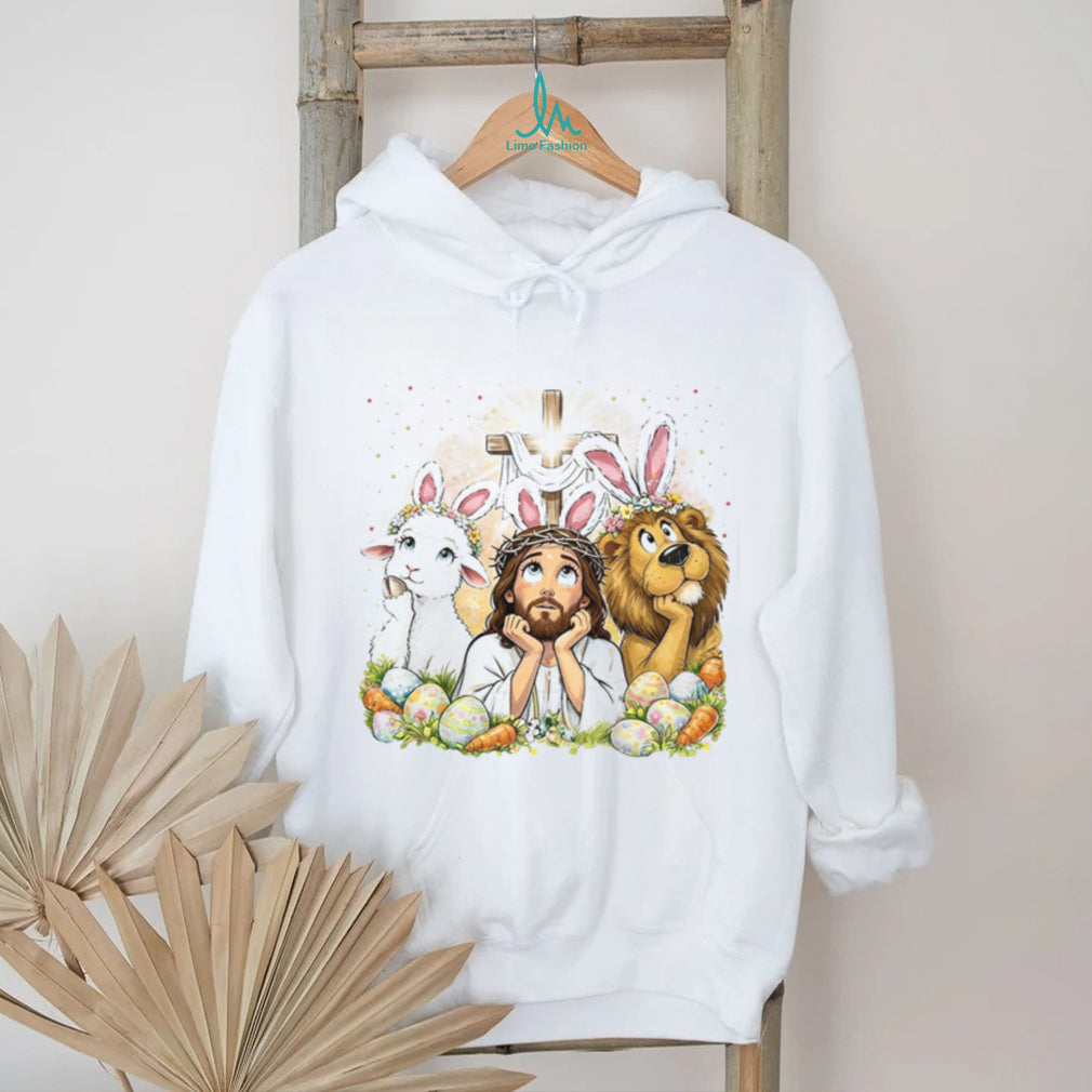 Jesus Easter Bunny Lamb and Lion Religious T Shirt