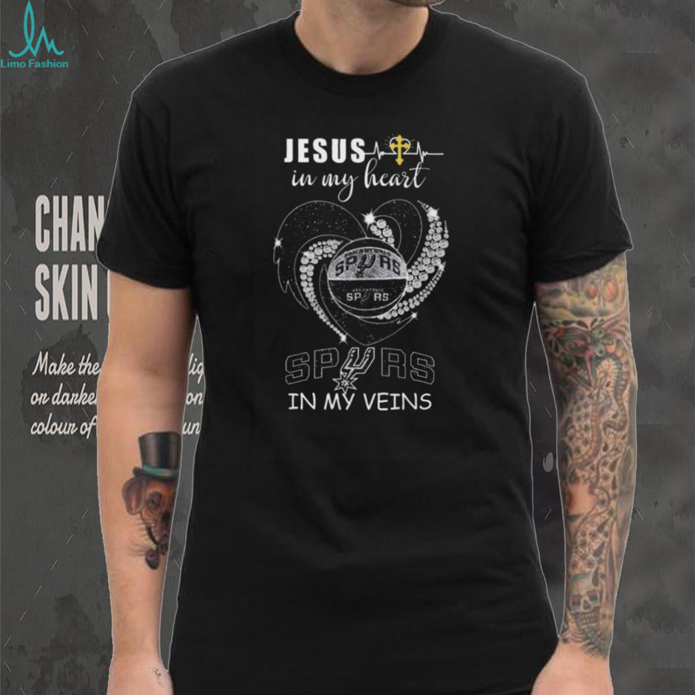 Jesus In My Heart Spurs In My Veins San Antonio Basketball Fan T Shirt