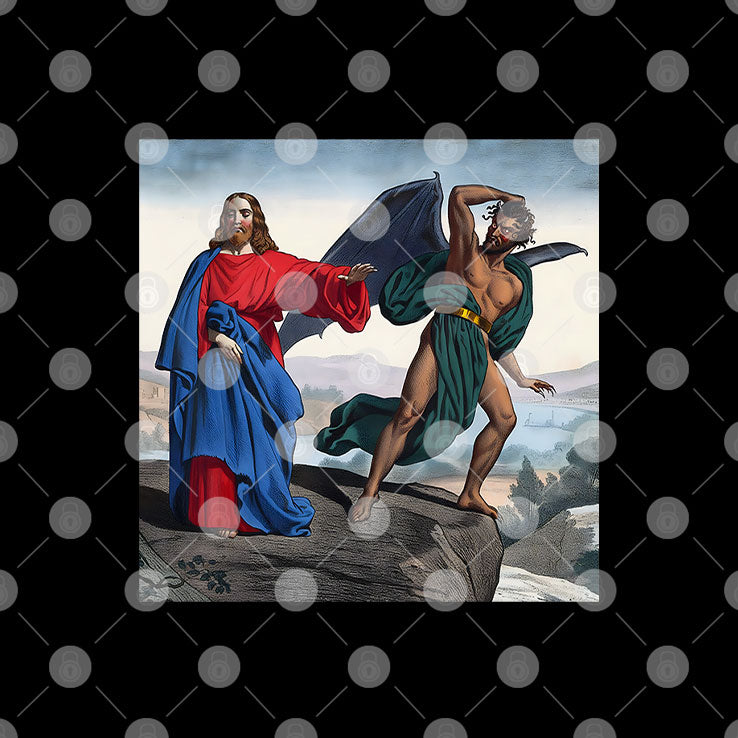 Jesus Satan Tempts Christ On The Mountain T Shirt