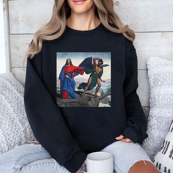 Jesus Satan Tempts Christ On The Mountain T Shirt