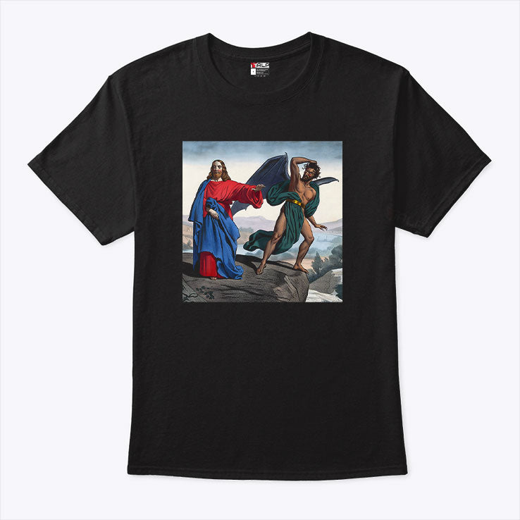 Jesus Satan Tempts Christ On The Mountain T Shirt