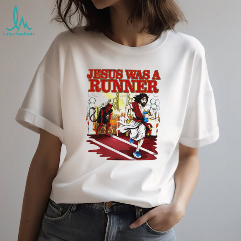 Jesus Was A Runner Track Field Marathon Sports Christian Retro Fans T Shirt
