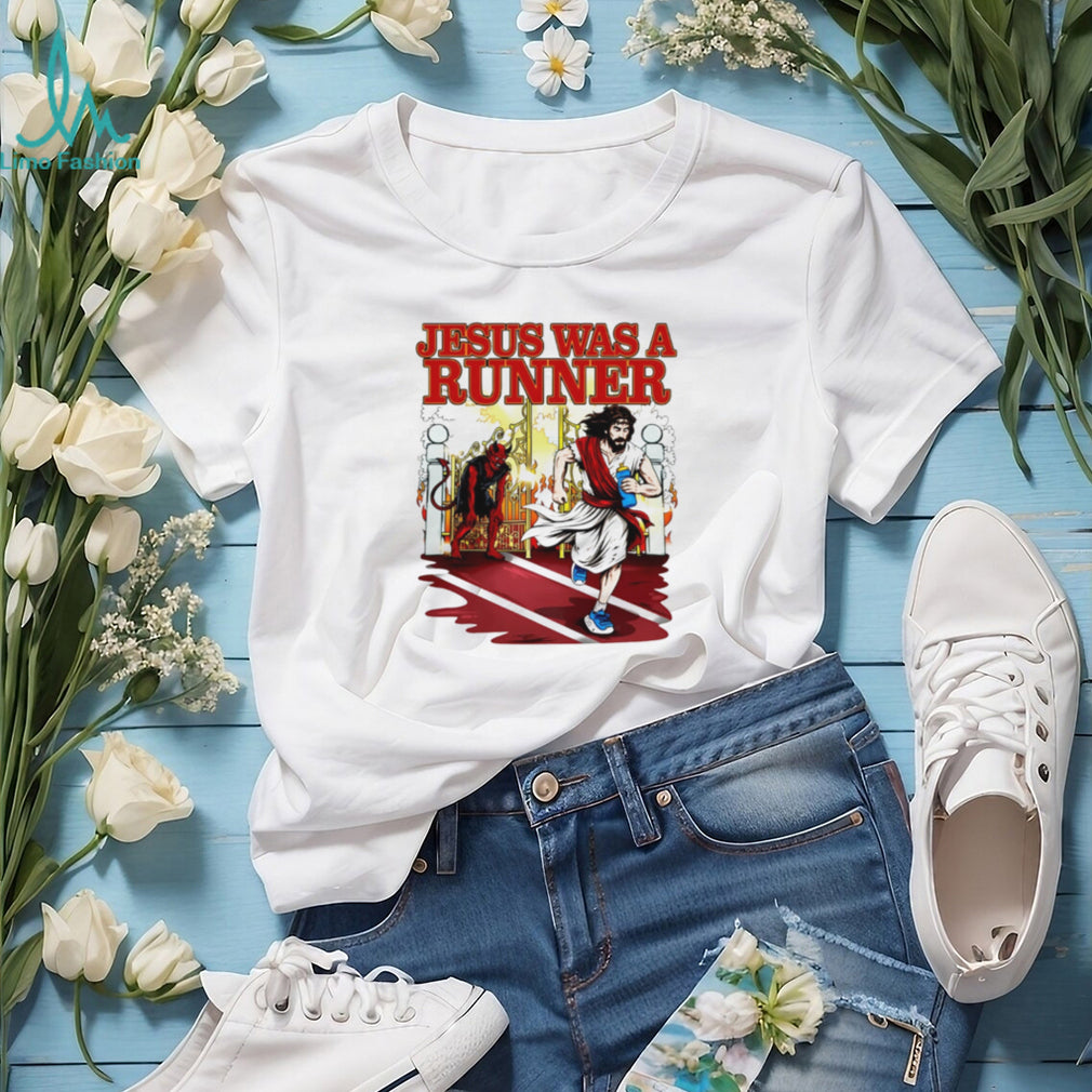 Jesus Was A Runner Track Field Marathon Sports Christian Retro Fans T Shirt