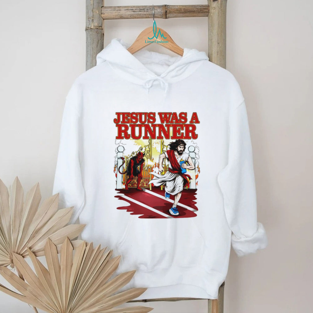 Jesus Was A Runner Track Field Marathon Sports Christian Retro Fans T Shirt