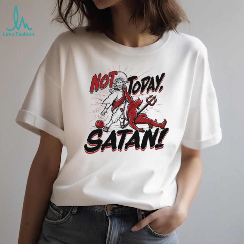 Jesus vs Satan “Not Today Satan” Basketball Dunk Graphic T Shirt
