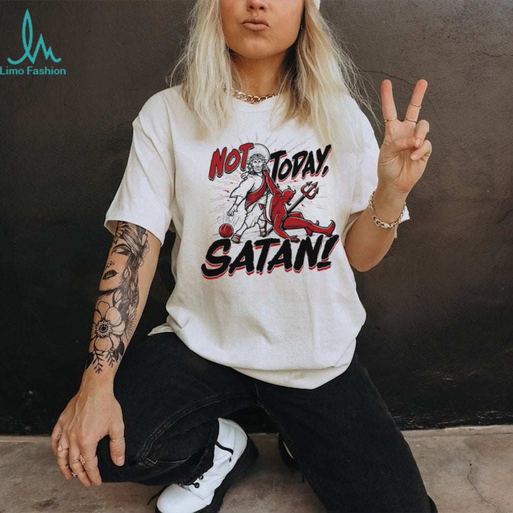 Jesus vs Satan “Not Today Satan” Basketball Dunk Graphic T Shirt