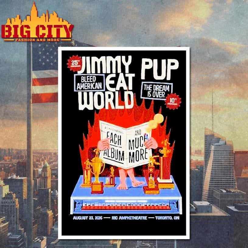 Jimmy Eat World Celebrate 25th Anniversary Of Bleed American Live At Rbc Amphitheatre In Toronto Ontario On August 23 2026 Trophies Shirt