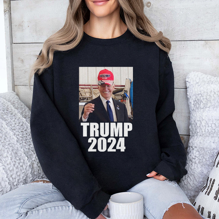 Joe Biden Wearing Trump 2024 Hat T Shirt