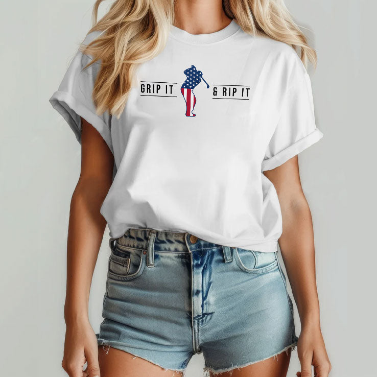 John Daly Grip It And Rip It Patriotic Golf Fan Funny 4th Of July Golfer Graphic T Shirt