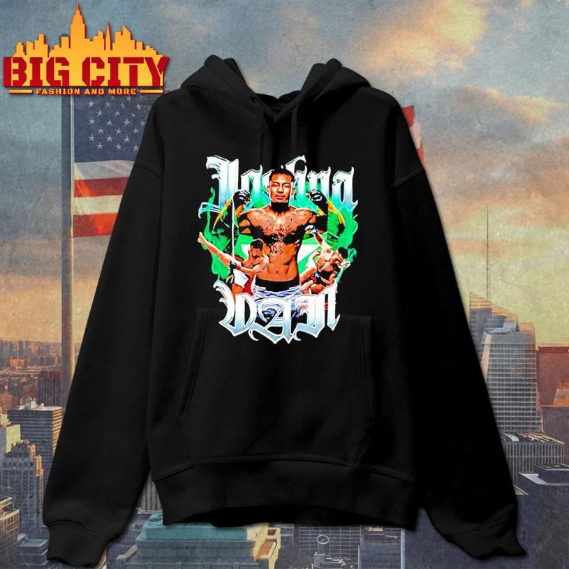 Joshua Van Flexing Portrait Green Smoke Flame Tattoos Background Engage Combat Sports Shirt