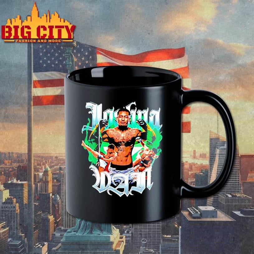 Joshua Van Flexing Portrait Green Smoke Flame Tattoos Background Engage Combat Sports Shirt