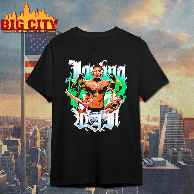 Joshua Van Flexing Portrait Green Smoke Flame Tattoos Background Engage Combat Sports Shirt