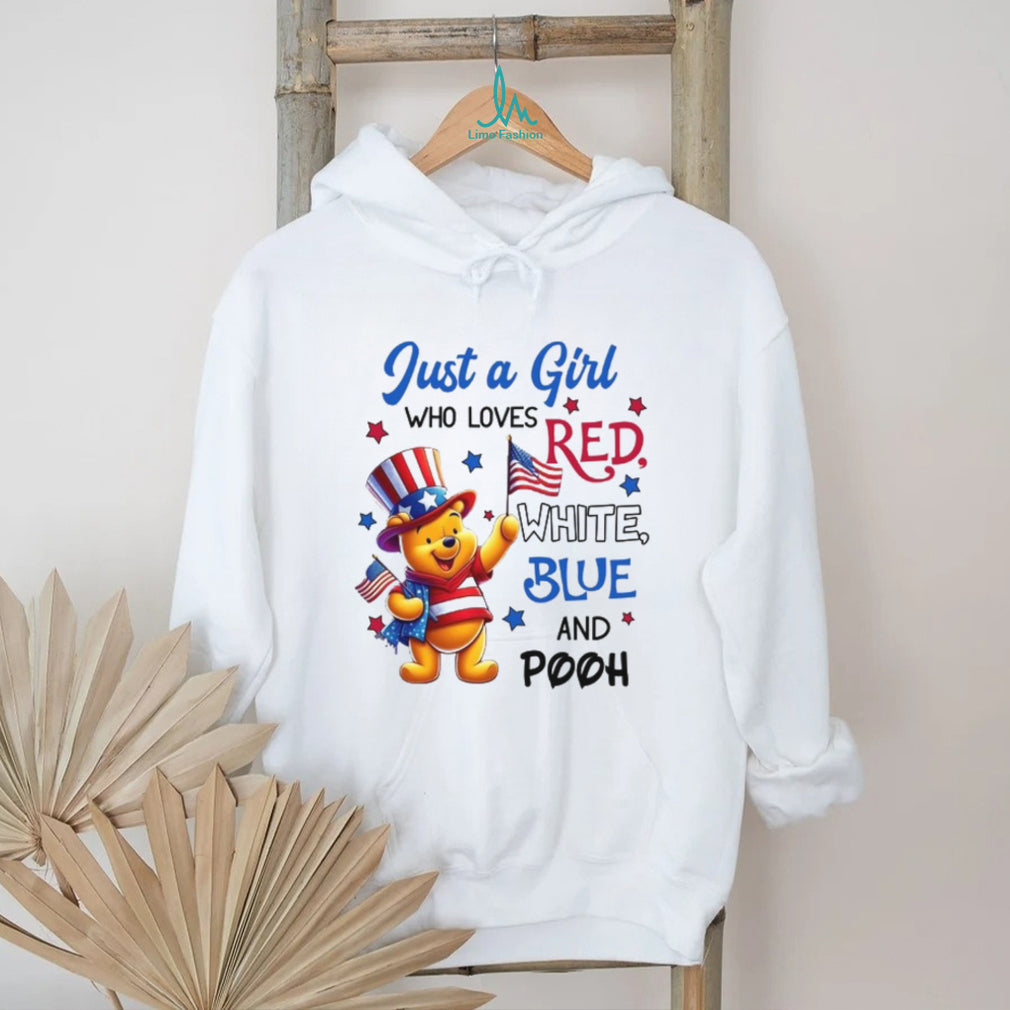 Just A Girl Who Loves Red White Blue and Pooh Patriotic T Shirt