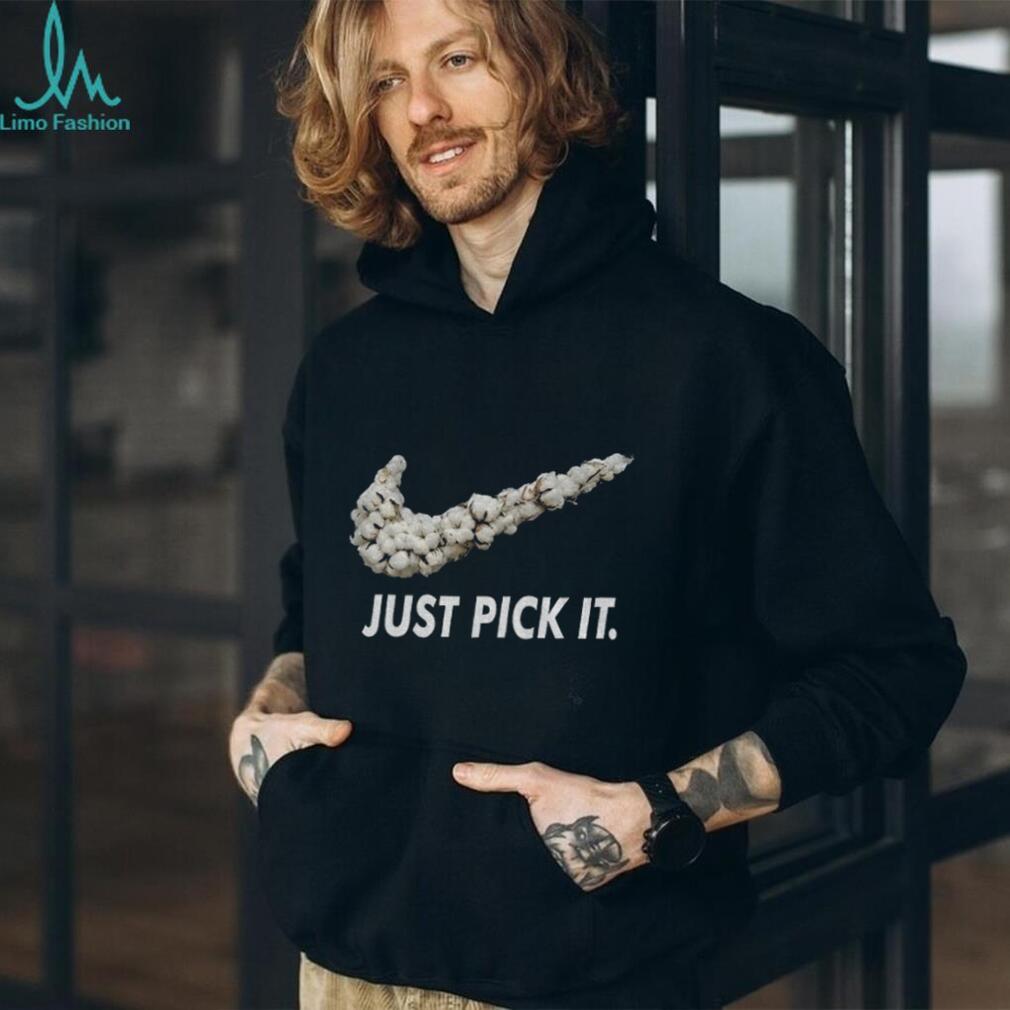 Just Pick It Cotton Swoosh Parody Funny Graphic T Shirt