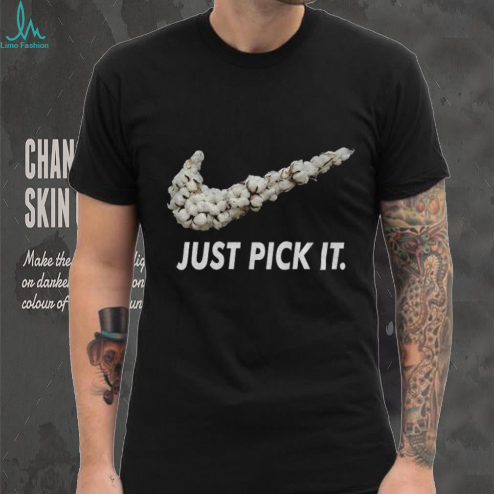 Just Pick It Cotton Swoosh Parody Funny Graphic T Shirt