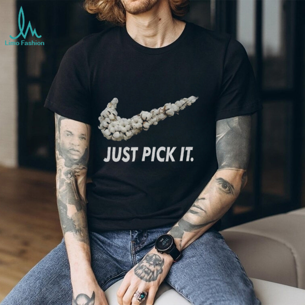 Just Pick It Cotton Swoosh Parody Funny Graphic T Shirt