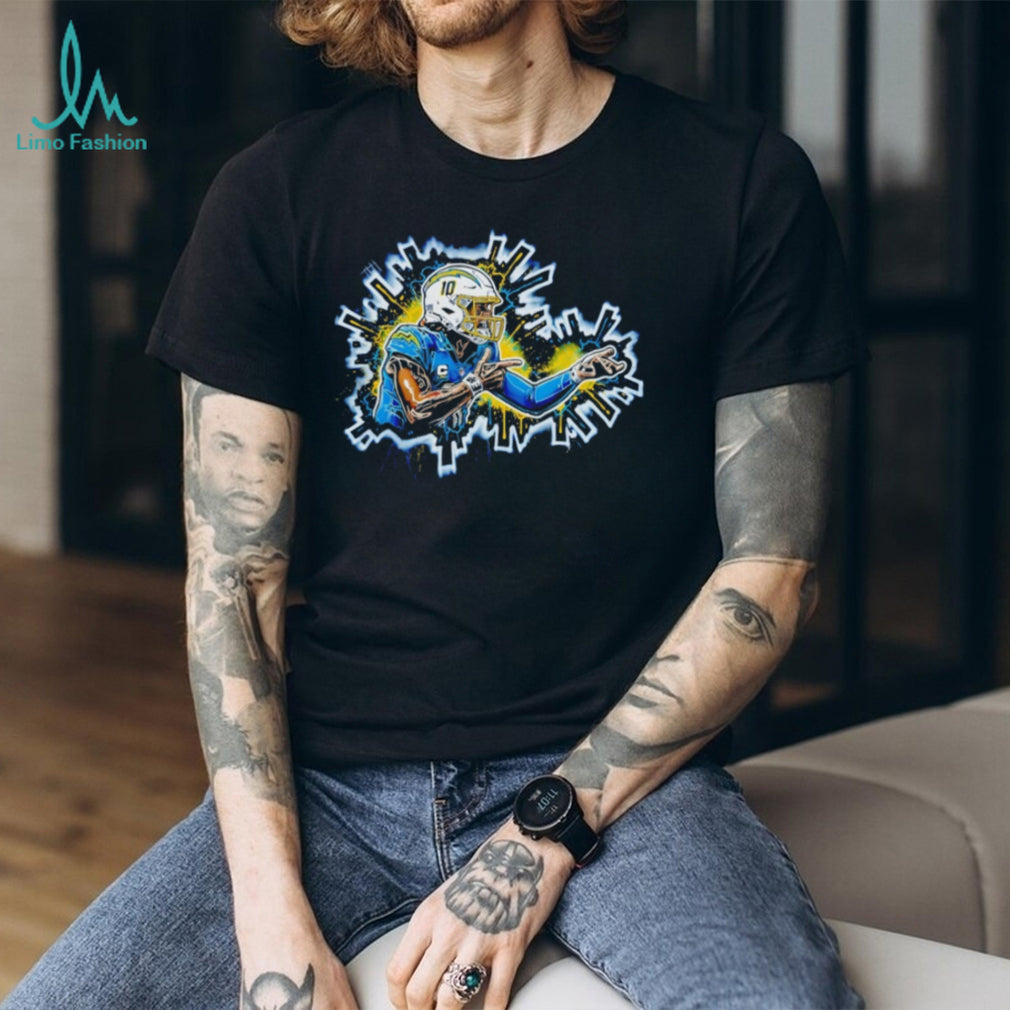 Justin Herbert Los Angeles Chargers Neon Lightning Art T Shirt