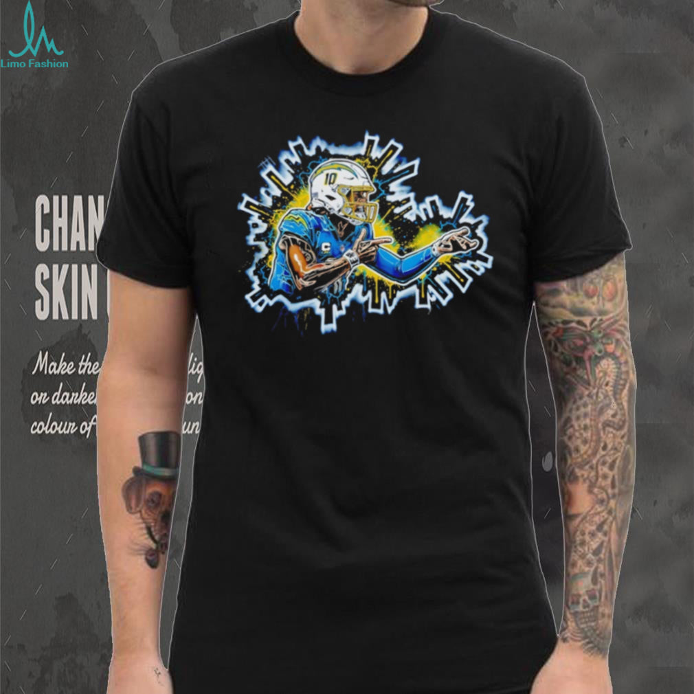 Justin Herbert Los Angeles Chargers Neon Lightning Art T Shirt