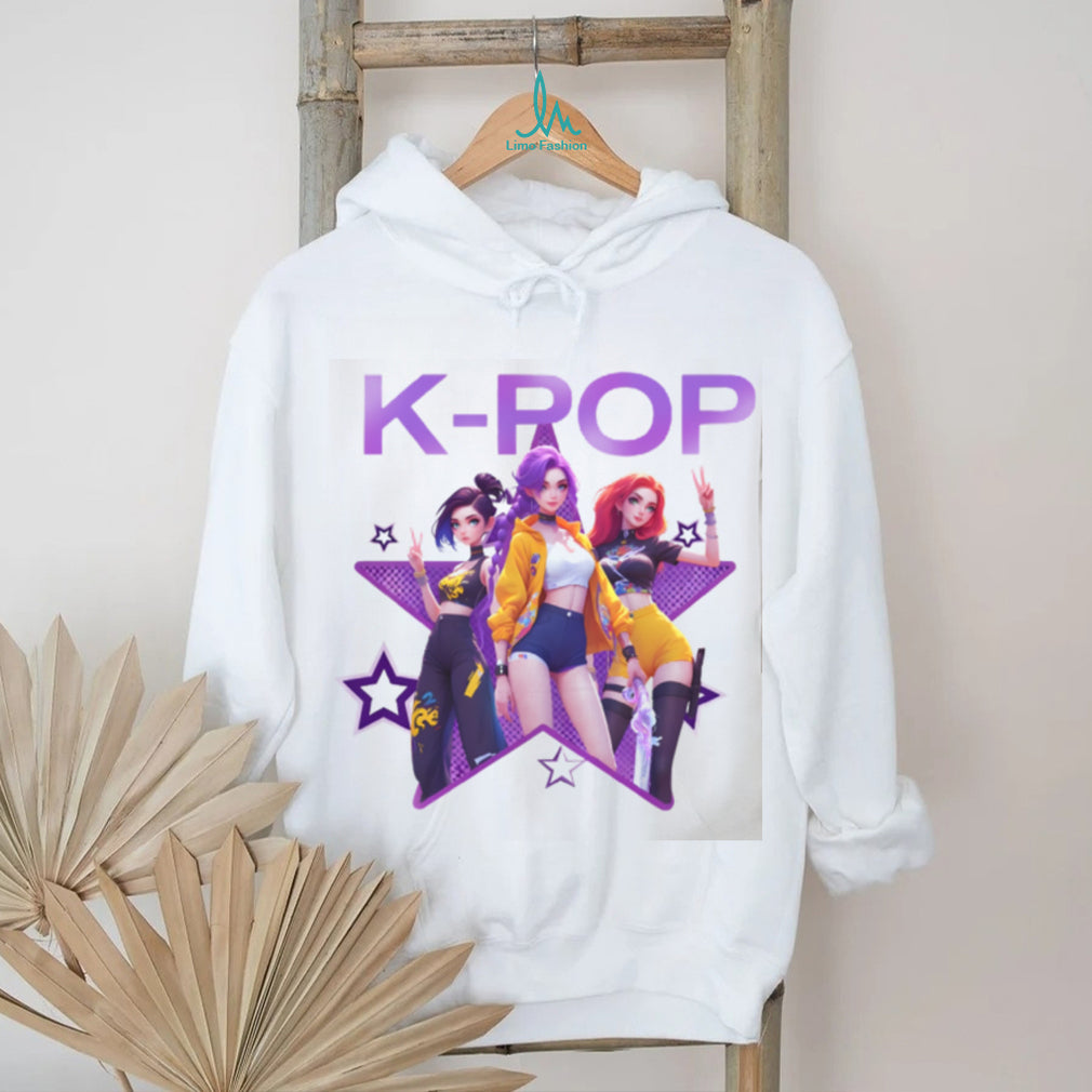 K Pop Star Anime Girl Group Purple Star Graphic T Shirt