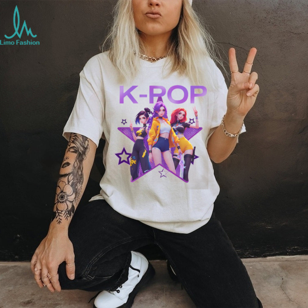 K Pop Star Anime Girl Group Purple Star Graphic T Shirt