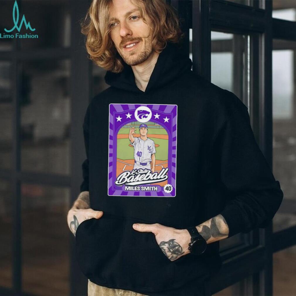 K State Baseball Miles Smith 40 Purple Trading Card Style T Shirt
