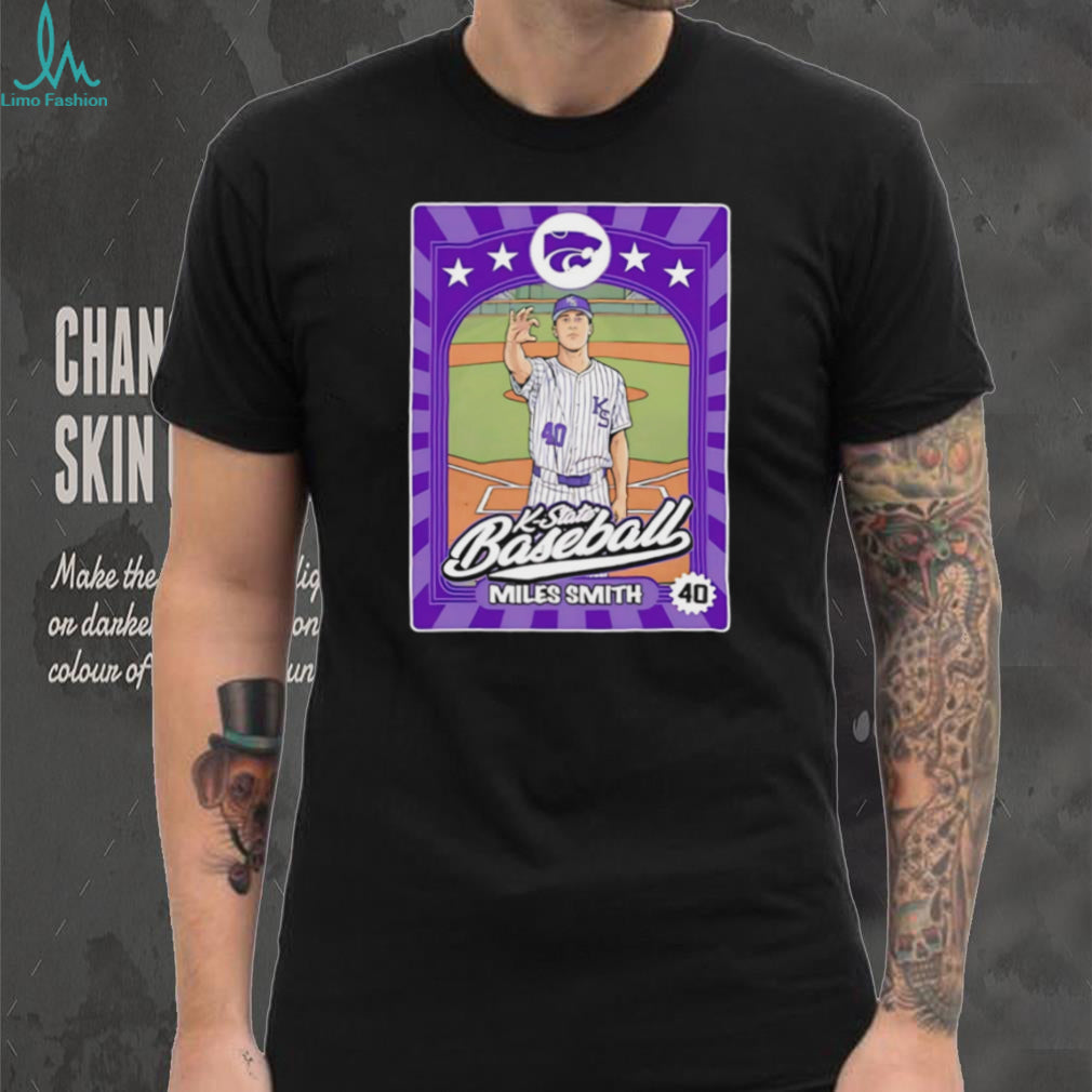 K State Baseball Miles Smith 40 Purple Trading Card Style T Shirt