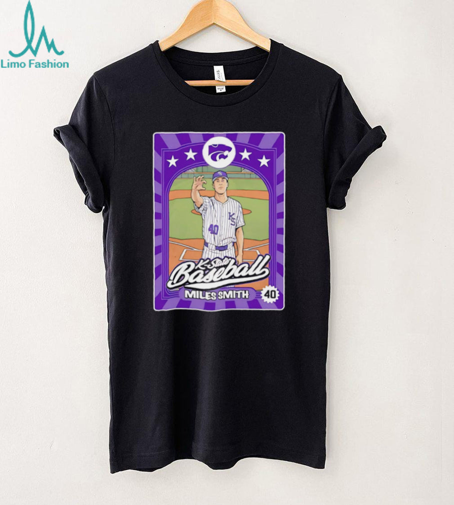 K State Baseball Miles Smith 40 Purple Trading Card Style T Shirt