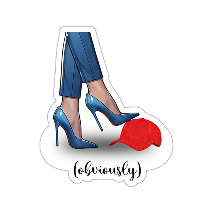 Kamala Harris Heels Stepping On Red Maga Hat Sticker