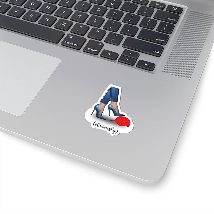 Kamala Harris Heels Stepping On Red Maga Hat Sticker