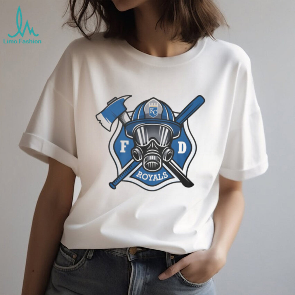 Kansas City Royals Firefighter FD First Responder Baseball Fans Retro Men Women White T Shirt