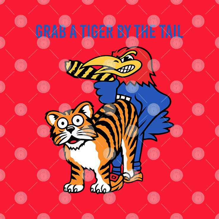 Kansas Vs Missouri Rivalry Grab A Tiger By The Tail T Shirt
