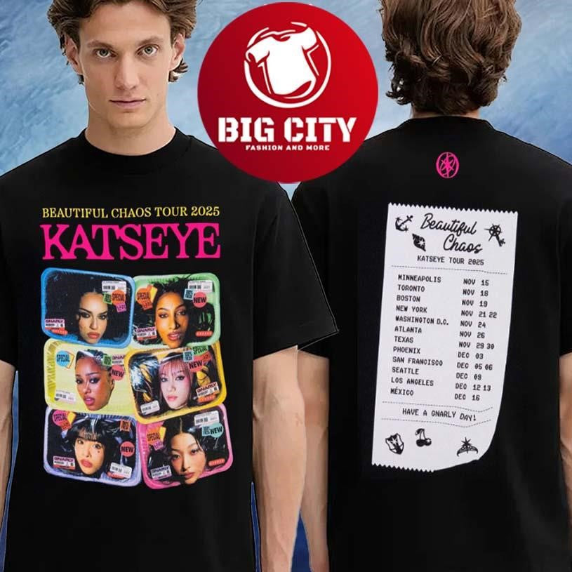 Katseye Beautiful Chaos Routing Tour 2025 Schedule Two Sided Shirt