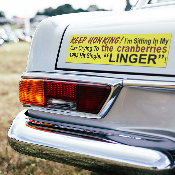 Keep Honking I’m Sitting In My Car Crying To The Cranberries 1993 Hit Single Linger Car Magnet