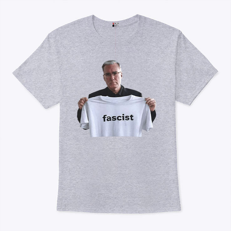 Keith Olbermann Holding Up Fascist T Shirt
