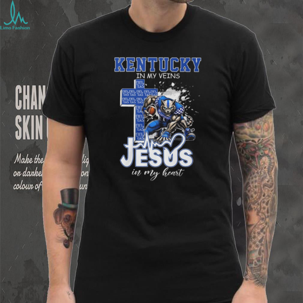 Kentucky Wildcats Fan T Shirt Kentucky In My Veins Jesus In My Heart T Shirt