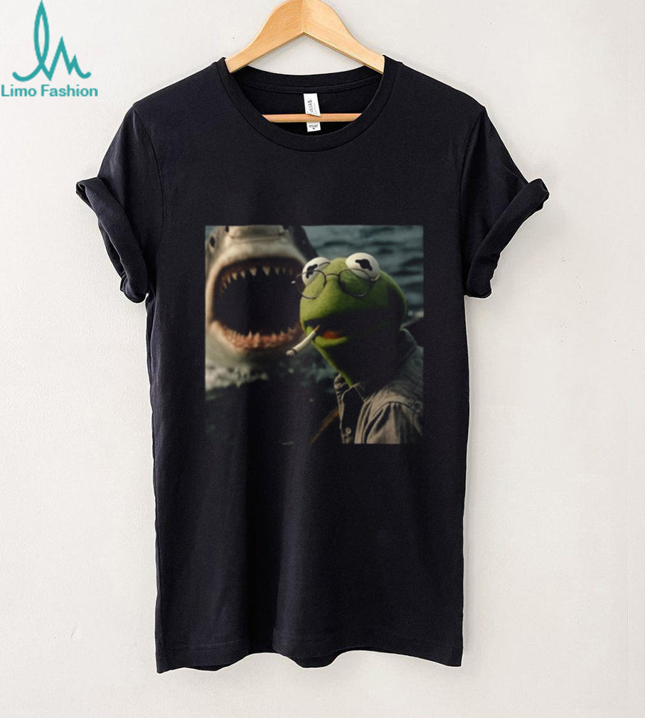 Kermit the Frog Shark Parody Smoking Funny Meme Graphic Tee