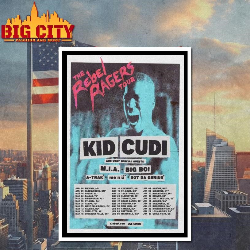 Kid Cudi The Rebel Ragers Tour 2026 in North American Poster Shirt